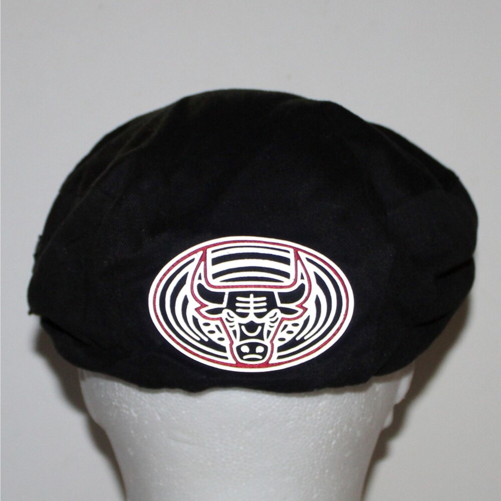 rare Vintage Chicago Bulls Adidas Flat Cap hat NBA black cotton canvas logo